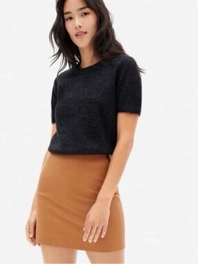 Everlane The Cashmere Short Sleeve Crewneck Sweater, Black, M
